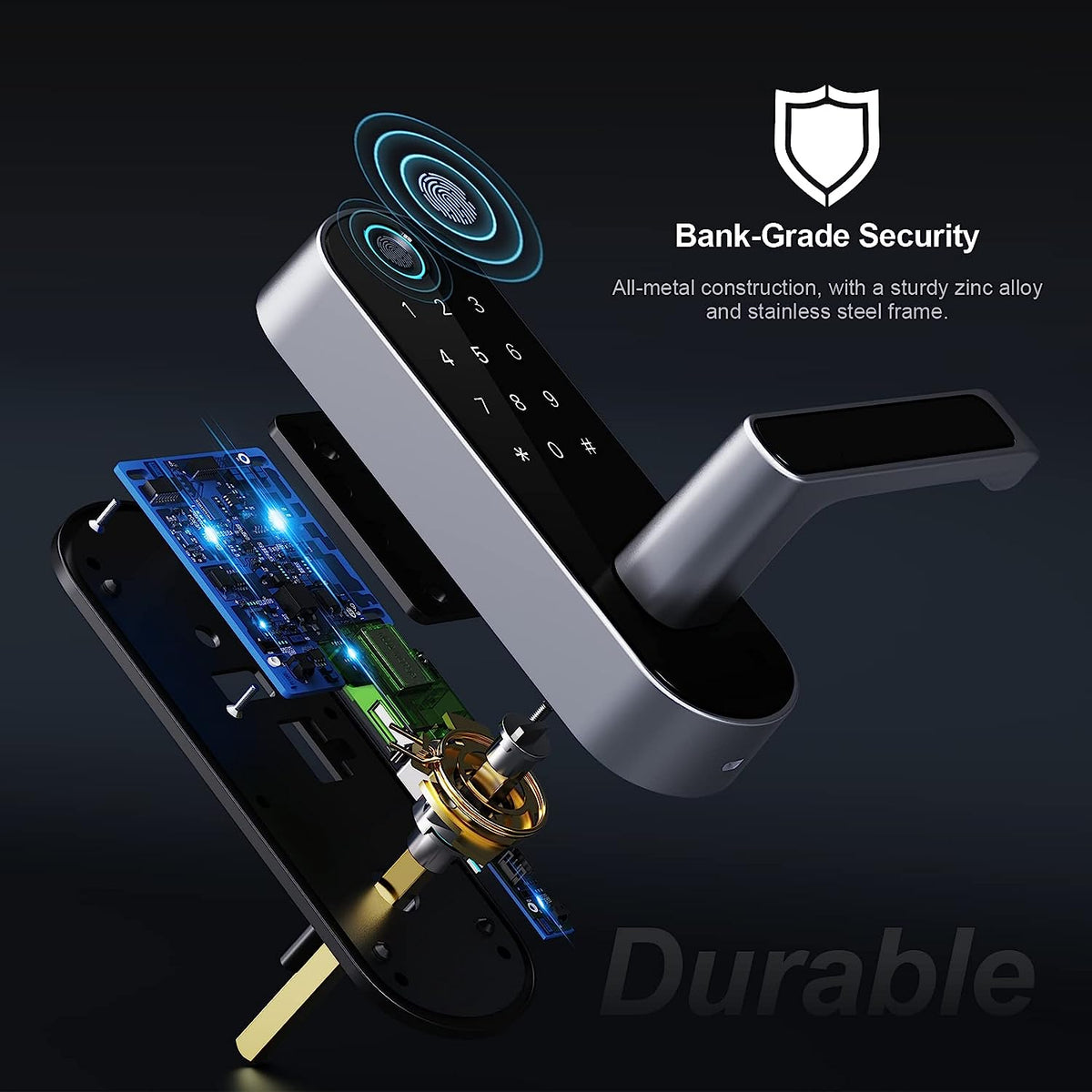 Smart WiFi Door Lock Fingerprint Amman Jordan Teqane.com قفل باب ذكي ببصمة الإصبع | واي فاي عمّان الاردن تقني دوت كوم