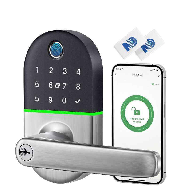 NICE DIGI | Smart Door Lock with Fingerprint | Outdoor IP66 Water-Resistant | Electronic Code with Digital Keypad | Bluetooth - WIFI Application Control | 2 IC Cards | 2 Keys included