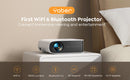 Projector 450 ANSI YABER V8 with WiFi 6 and Bluetooth | 19000L 4K Support | Full HD Native 1080P Portable | Outdoor Projector | 200 Inch Max 4P/4D Keystone with Zoom Function | Support Android & iOS