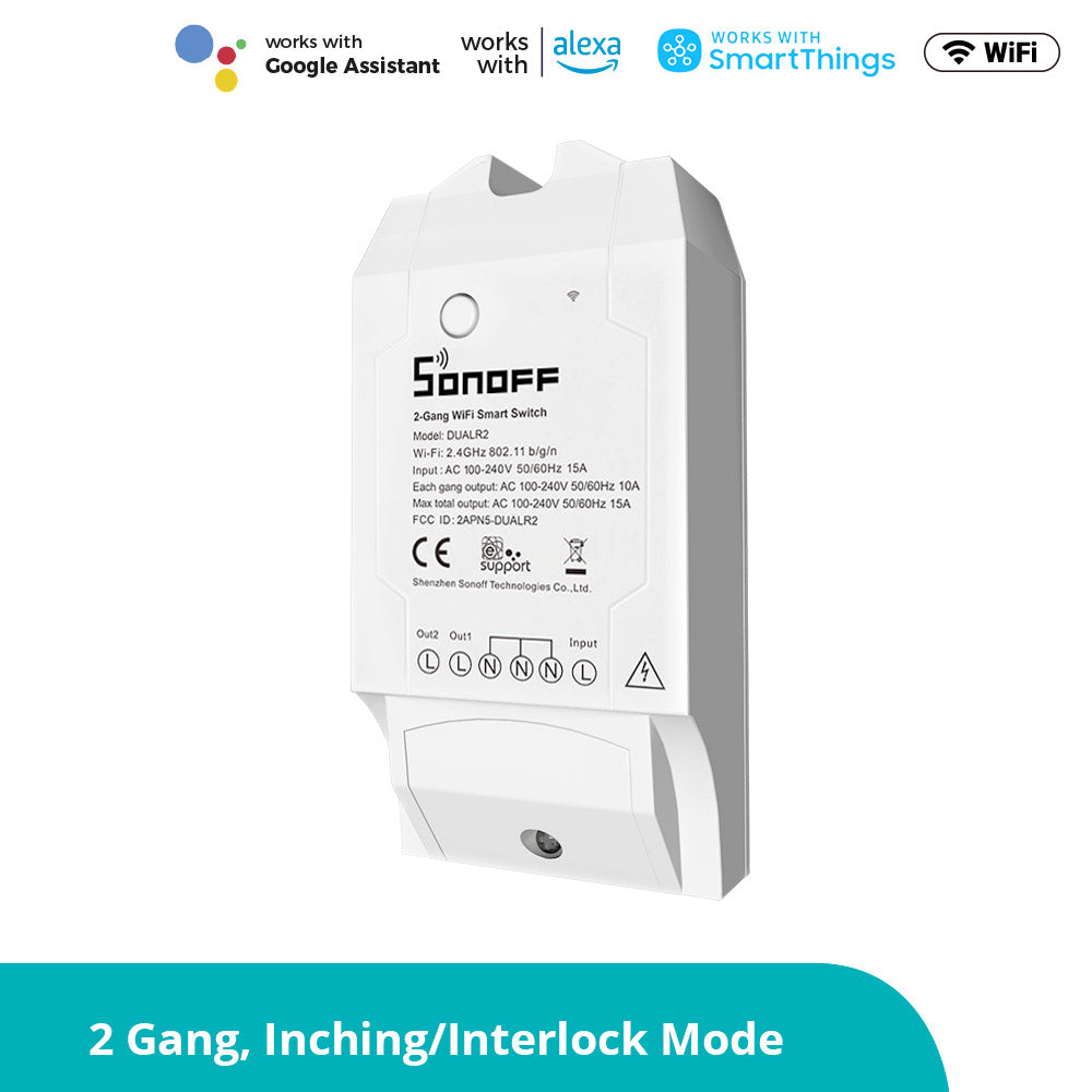 SONOFF Dual Smart WiFi Switch Smart Home Amman Jordan Teqane.com سونوف مفتاح مزدوج ذكي واي فاي عمان المنزل الذكي تقني.كوم