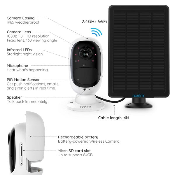 Reolink IP Cam Rechargeable Solar panel in Jordan Home Automation Teqane.com Free Delivery ريولنك أول كاميرة متنقلة بالعالم من دون اسلاك نهائياﹰمع لوح الطاقة الشمسية الاردن توصيل مجاني