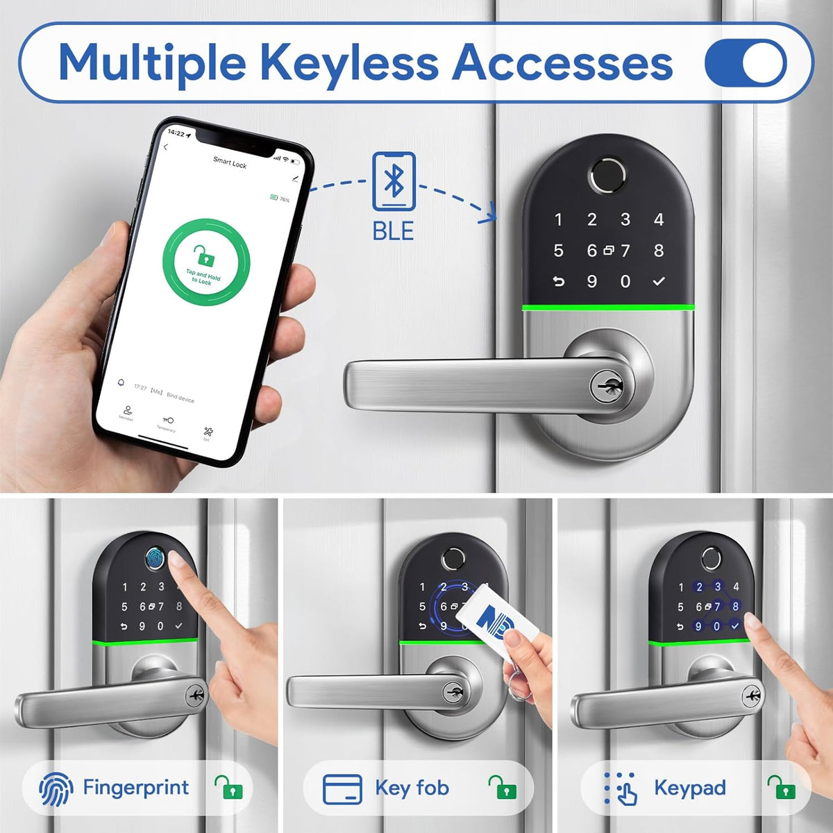 Smart door lock Fingerprint Bluetooth Outdoor IP66 Water-Resistant Amman Jordan Teqane.com قفل باب ذكي ببصمة الإصبع بلوتوث مقاوم للماء للاستعمال الخارجي عمّان الاردن تقني دوت كوم