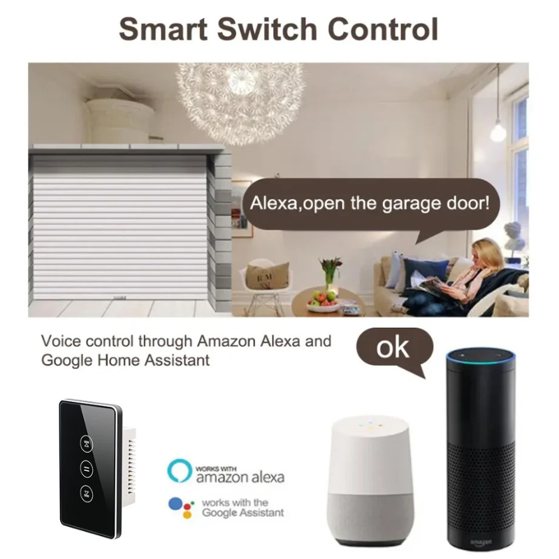 Roller Shutter Switch WIFI | Tuya Smart Home | Touch Panel | Works with Amazon Alexa & Google Home | Mobile App Control