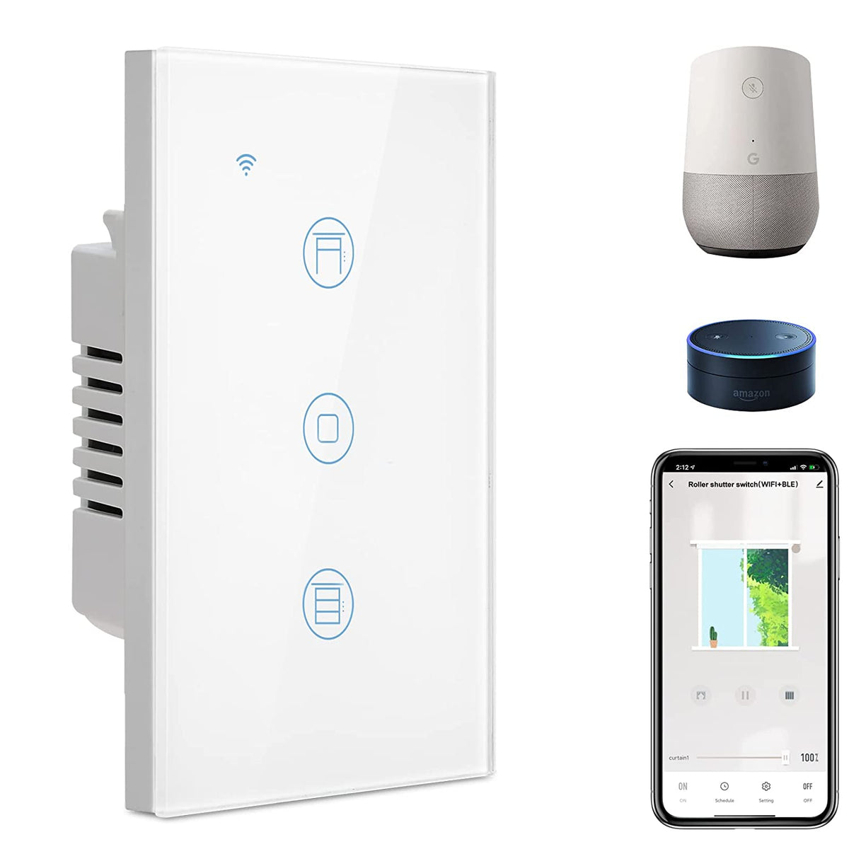  BSEED Smart WiFi Shutter Switch Amman Jordan Smart Home Teqane.com لوحة كبسات ذكية للاباجورات لاتمتة المنزل عمّان الاردن تقني دوت كوم 