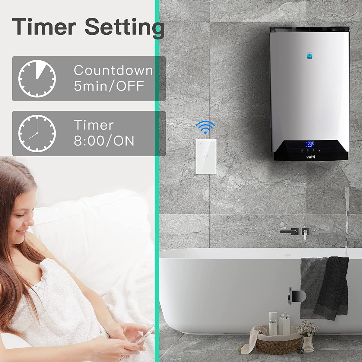  BSEED Smart WiFi Water Heater Switch Amman Jordan Smart Home Teqane.com لوحة كبسات ذكية لسخان الماء لاتمتة المنزل عمّان الاردن تقني دوت كوم 