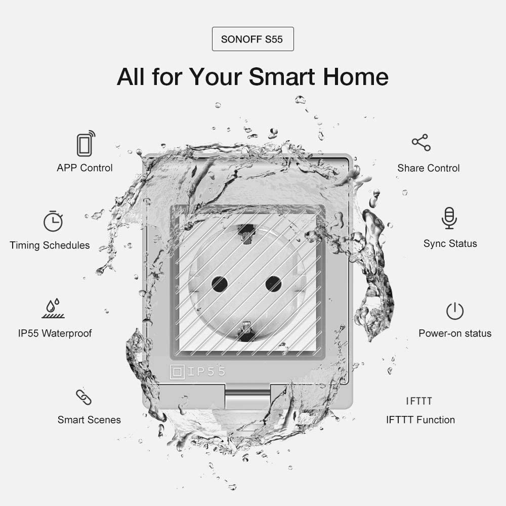 SONOFF Smart WiFi Waterproof Socket Home Automation Jordan Teqane.com سونوف مقبس مقاوم للماء الاردن المنزل الذكي تقني دوت كوم