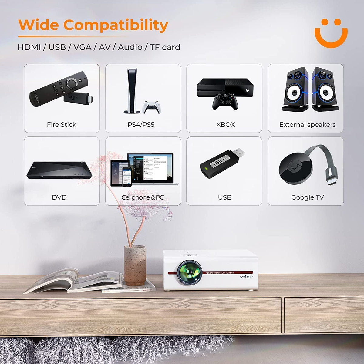  Yaber Wifi Portable Projector Amman Jordan Smart Home Teqane.com بروجكتر متنقل يابر واي فاي المنزل الذكي عمّان الاردن تقني دوت كوم 